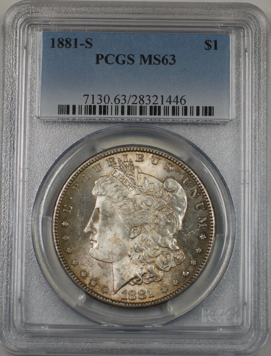 1881-S US Morgan Silver Dollar $1 Coin PCGS MS-63 Toned (BR-13 K)