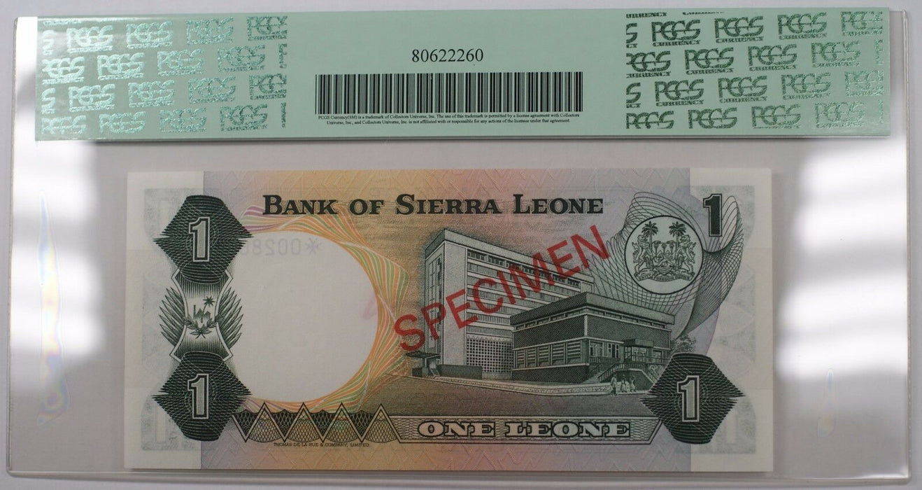(1979) Sierra Leone 1 Leone Specimen Note SCWPM# 5b-CS2 PCGS 68 PPQ Superb Gem