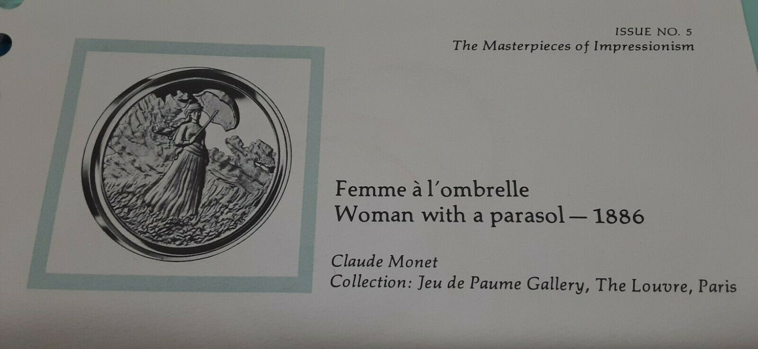 Masterpieces of Impressionism Gold Plated .925 Silver PR Medal-Woman w/Parasol