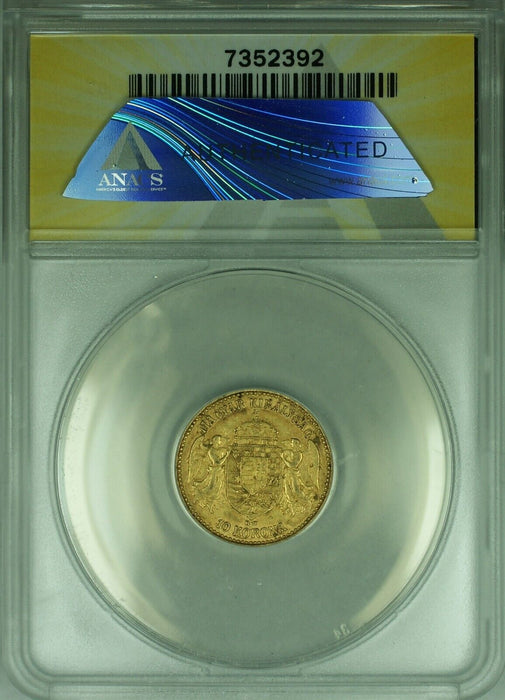 1898-KB Hungary 10 Korona Gold Coin ANACS AU-53  (B)