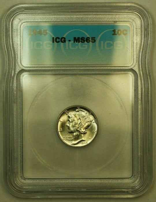 1945 Silver Mercury Dime 10c Coin ICG MS-65 YY