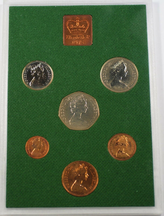 1975 Great Britain Decimal Coins 6 Coin Proof Set and a Mint Token