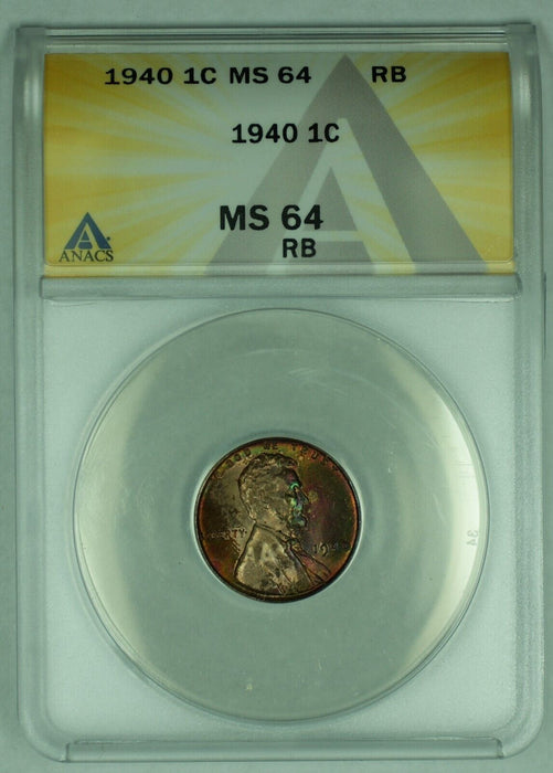 1940 Lincoln Wheat Cent 1C Coin ANACS MS 64 RB (20)
