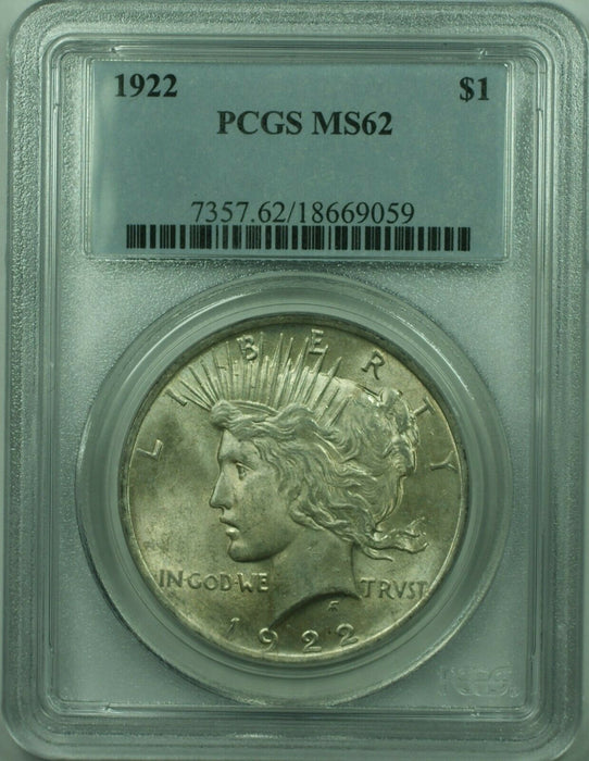 1922 Peace Silver Dollar $1 Coin PCGS MS-62 Looks Undergraded (36) G