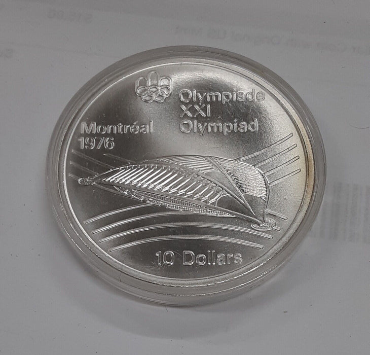 1976 Canada RCM 10 Dollar 1976 Montreal Olympic Games BU Silver Coin -Velodrome
