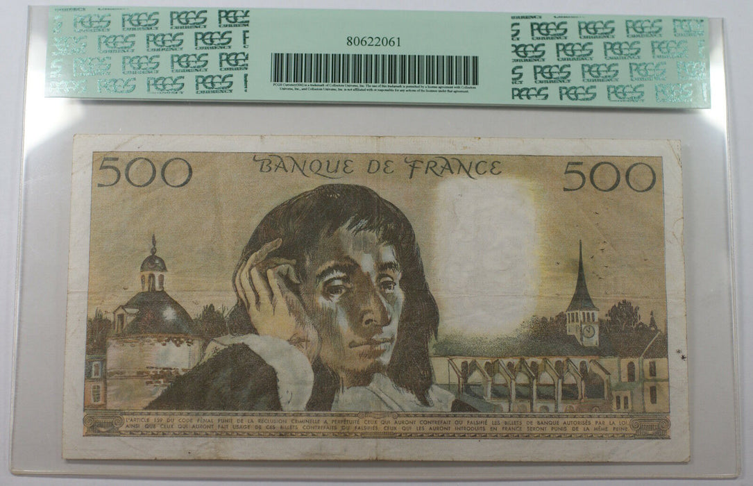 1979-86 Banque de France 500 Francs Note SCWPM# 156e PCGS VF 25 Typical Pinholes