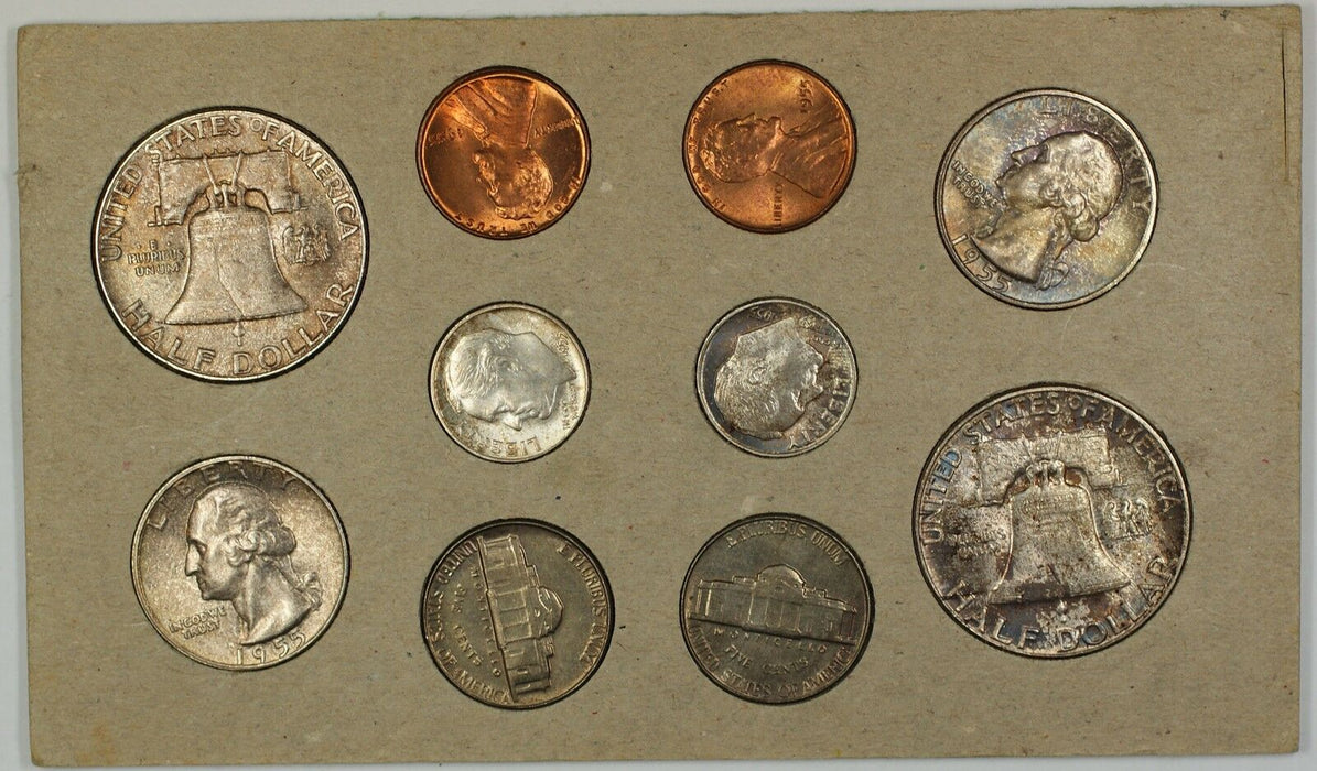 1955 U.S. Complete Original Naturally Toned Double Mint Set 22 Coins 12 Silver