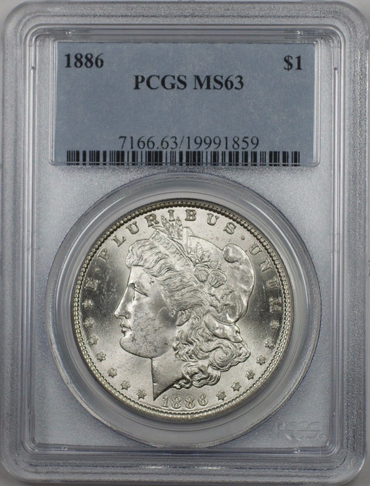 1886 Morgan Silver Dollar $1 Coin PCGS MS-63 Better Coin (BR-19 G)