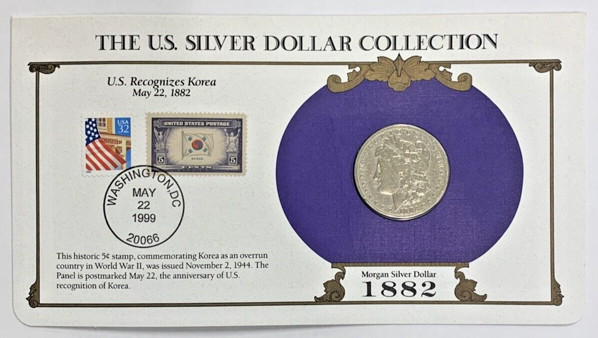 1882-O Morgan Silver Dollar $1 Coin Collection-Commemorative Stamp Card