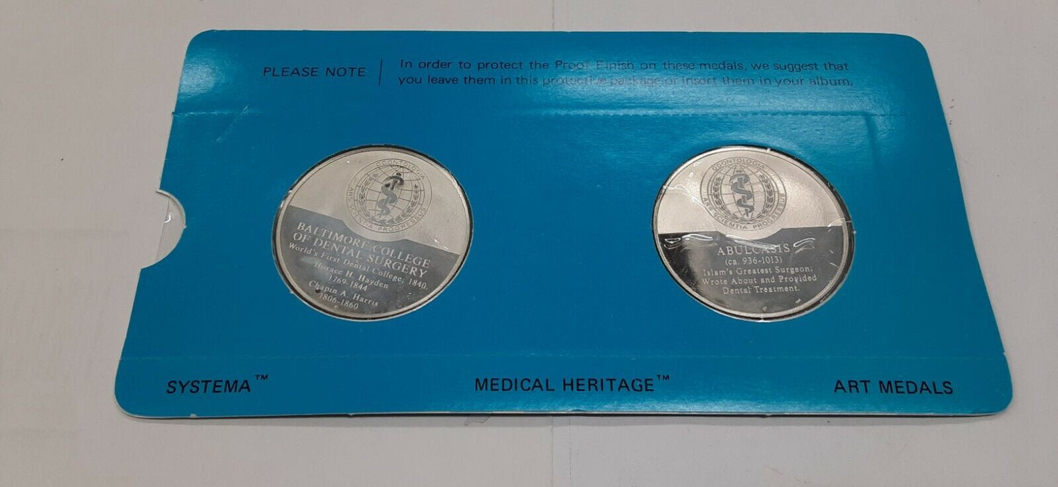 History of Dentistry .925 Silver PF Medals Franklin Mint- BCDS/Abulcasis