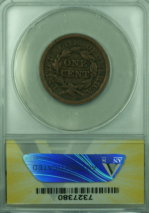 1851 Braided Hair Large Cent  ANACS F-12 Details Damaged  (43A)