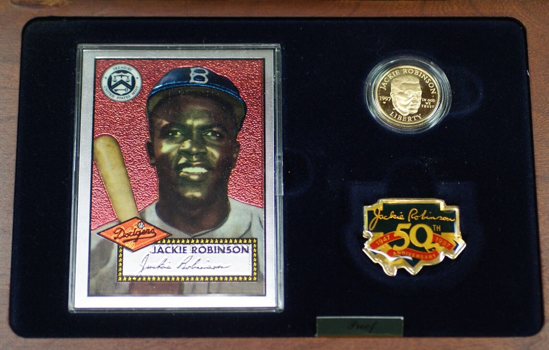 1997-W Jackie Robinson $5 Gold Commemorative Proof Coin, Original Mint Packaging