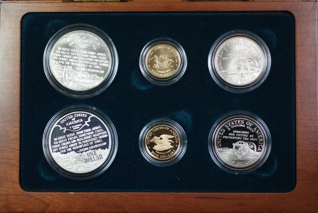 1995 Civil War Battlefield Gold Silver & Clad 6 Coin Proof &UNC Set NO OUTER BOX