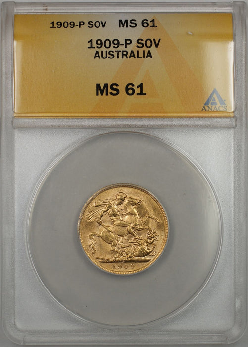 1909-P Australia Sovereign Gold Coin ANACS MS-61 (V AMT)