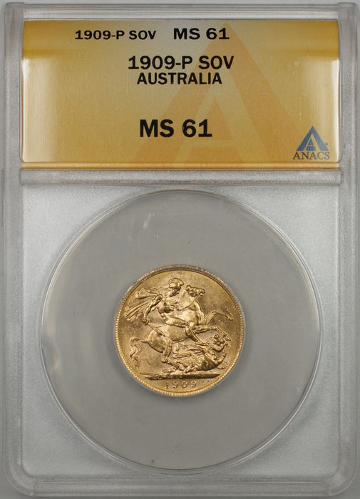 1909-P Australia Sovereign Gold Coin ANACS MS-61 (AC AMT)