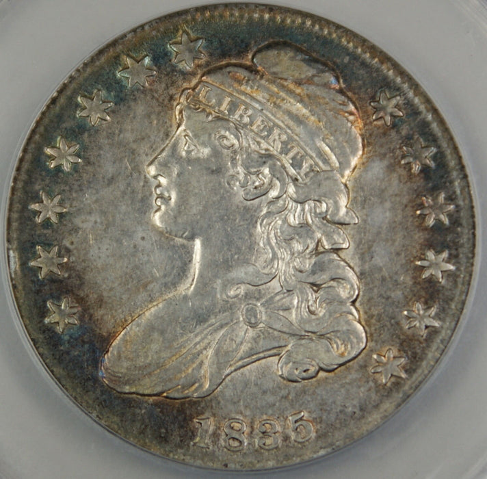 1835 Bust Silver Half Dollar, ANACS AU-50 Details, Cleaned Coin