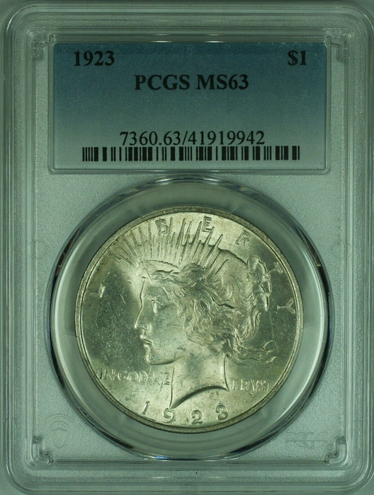 1923 Peace Silver Dollar S$1 PCGS MS-63 (35A)