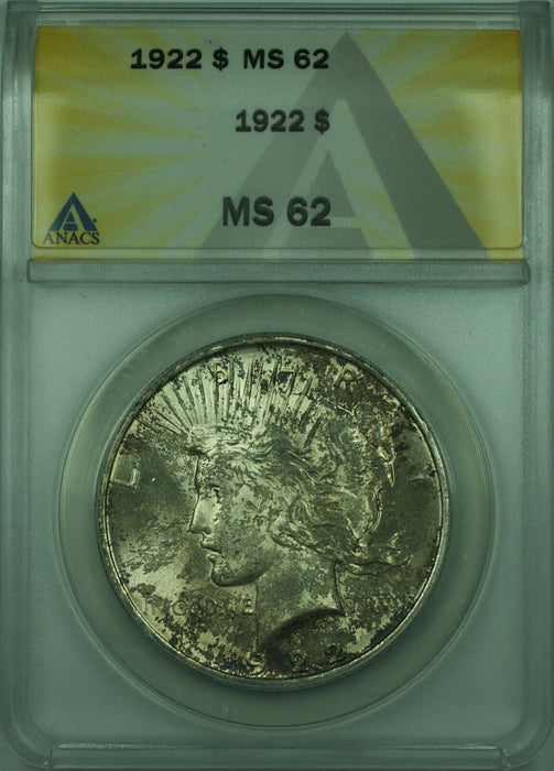1922 Peace Silver Dollar $1 Coin ANACS MS-62 Toned Better Coin (28)