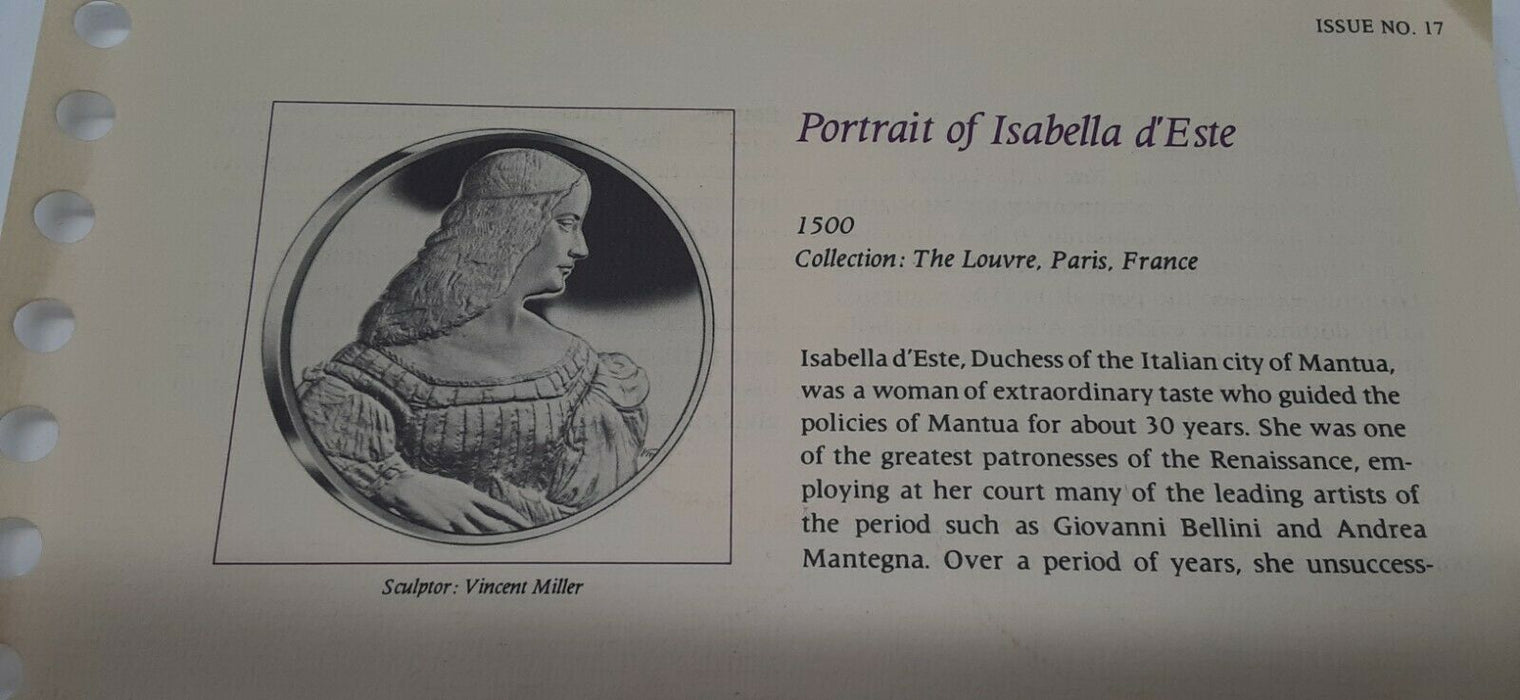 Franklin Mint Genius/DaVinci PF Gold Plated .925 Silver Medal- Isabella d'Este