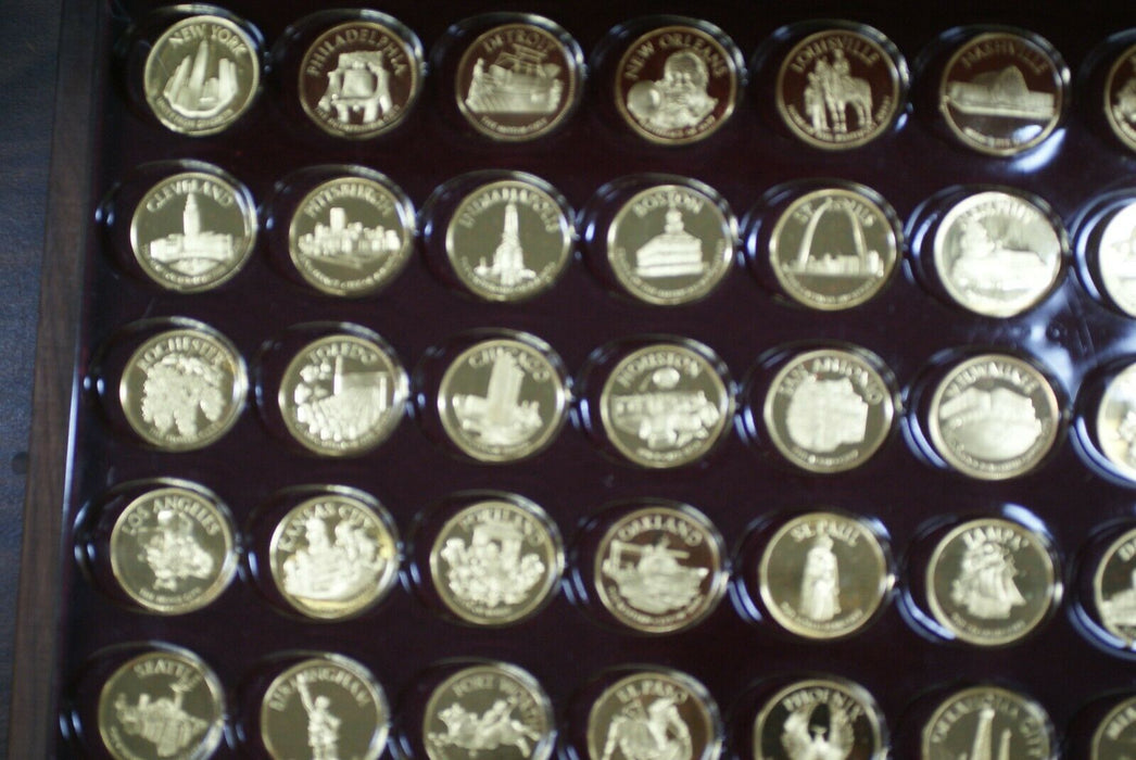 United States Conference of Mayors Franklin Mint Gold Plated Silver Coins