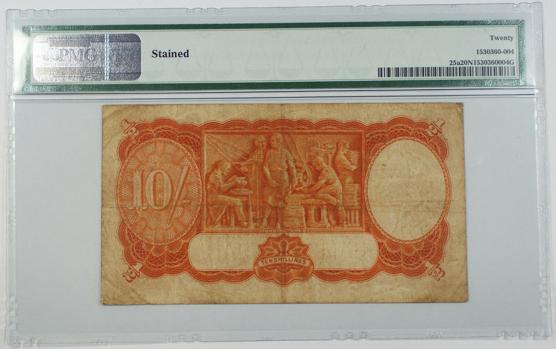 ND 1939 Commonwealth of Australia 10/- Shilling Note Pick# 25a PMG VF 20 Stained