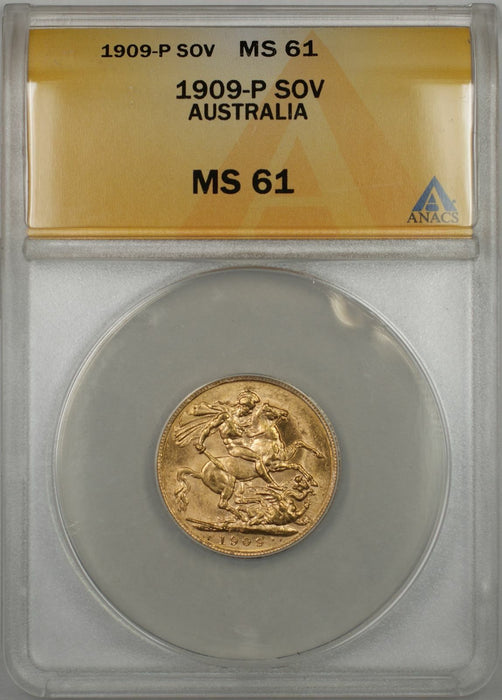1909-P Australia Sovereign Gold Coin ANACS MS-61 (N AMT)