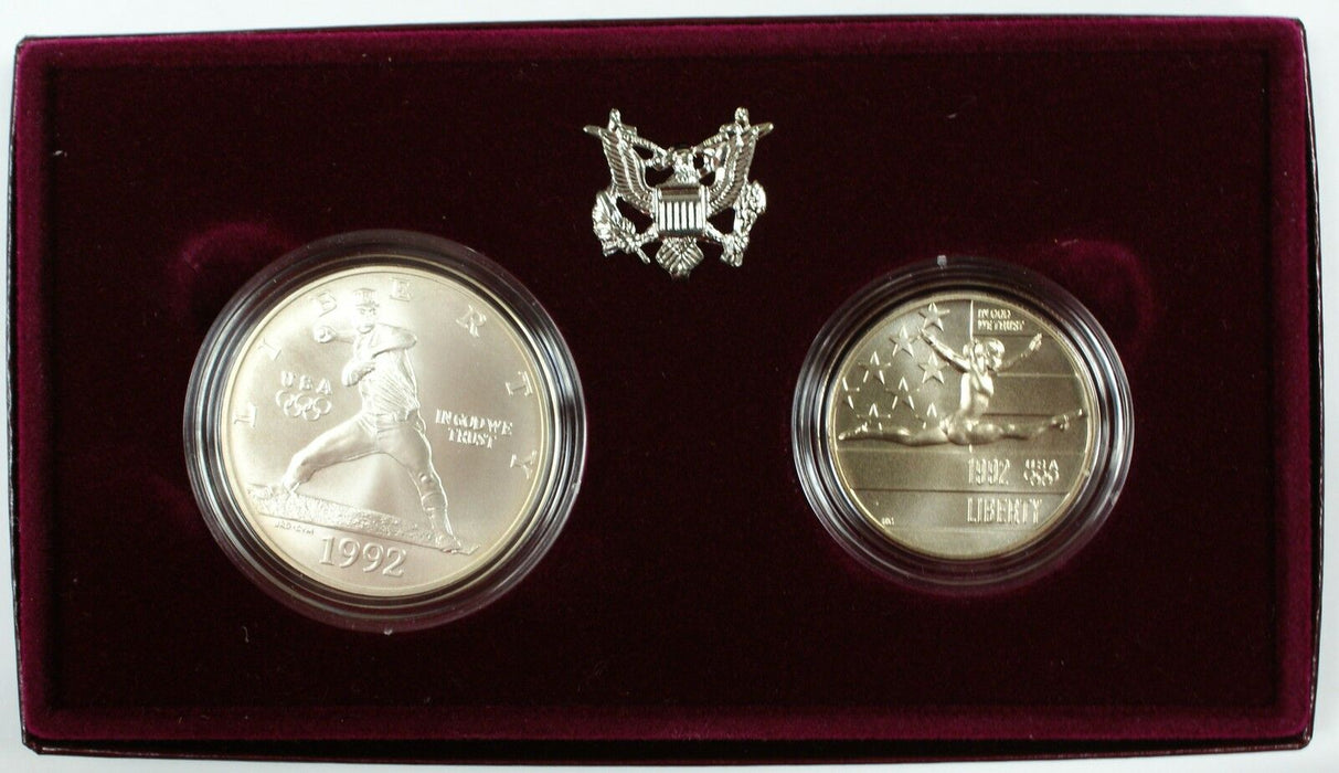 1992 US Olympic Commemorative Two-Coin UNC Set, W/ Half Dollar & Silver Dollar