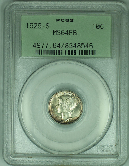 1929-S Mercury Dime Toned PCGS MS 64 FB (PCGS OGH)