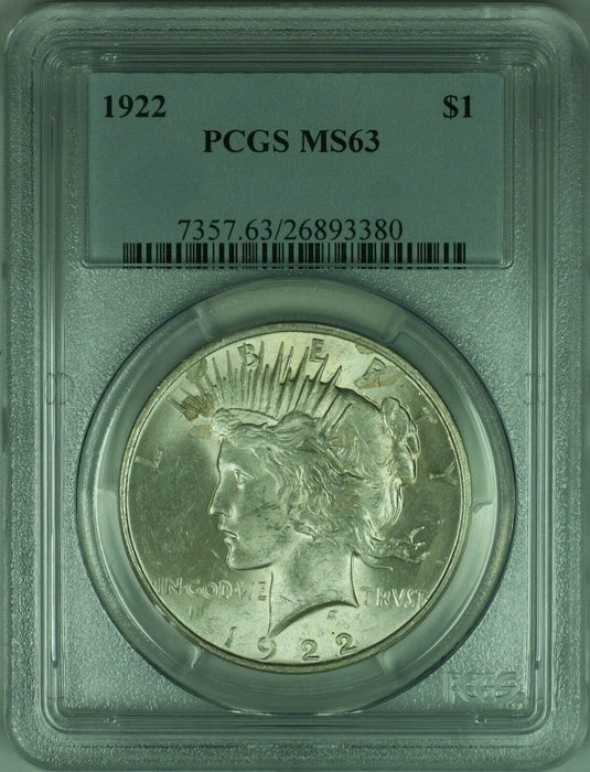 1922 Peace Silver Dollar $1 Coin PCGS MS-63 (34-K)