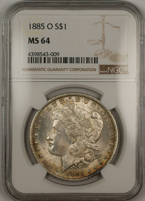 1885-O Morgan Silver Dollar $1 Coin NGC MS-64 Toned (13b)