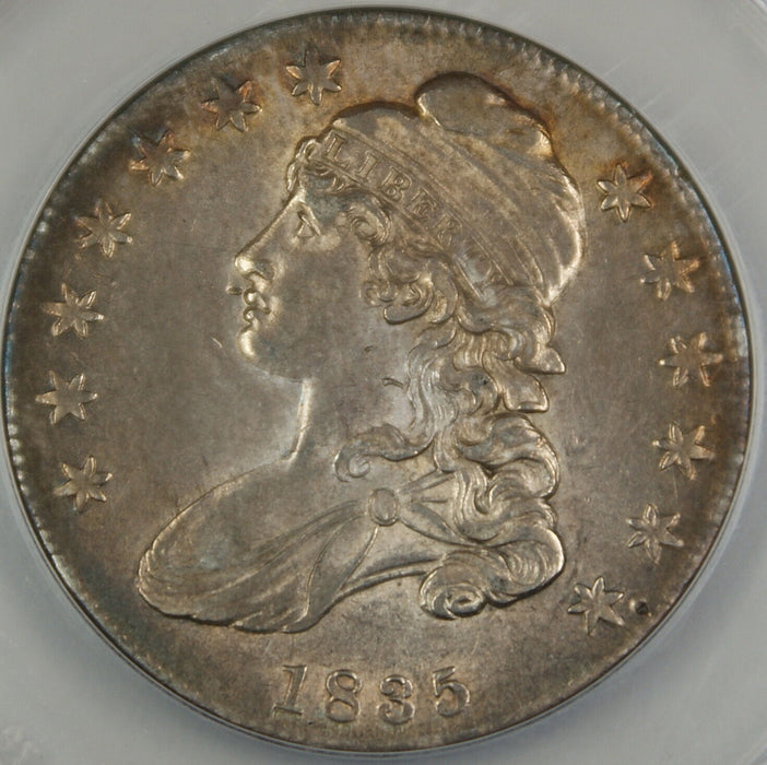 1835 Bust Silver Half Dollar, ANACS AU-53, Better Coin