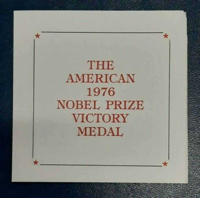 1976 Franklin Mint Nobel Prize 1000 Grain Sterling Silver Round in Case