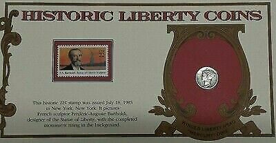 Historic Liberty Coins 1944 "Mercury" Dime W/Stamp in Information Card