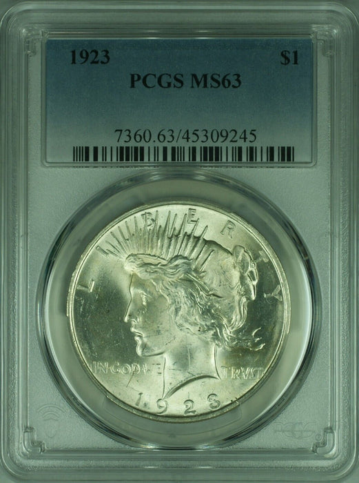 1923 Peace Silver Dollar S$1 PCGS MS-63  (40M)