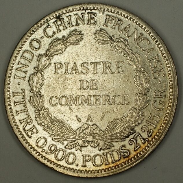 1894 A French Indochina Silver Crown Piastre Coin France