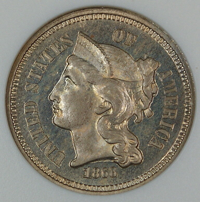 1868 3 Cent Nickel Proof Coin, ANACS PF-66 Cameo — Juliancoin