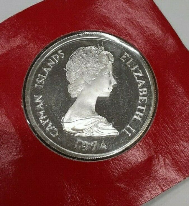 1974 Cayman Islands 5 Dollar Sterling Silver Coin - Queen Elizabeth II