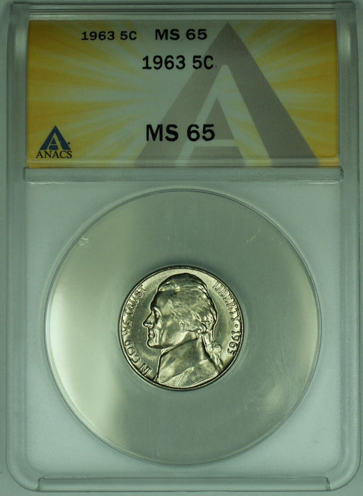 1963 Jefferson Nickel 5C ANACS MS 65 (52)