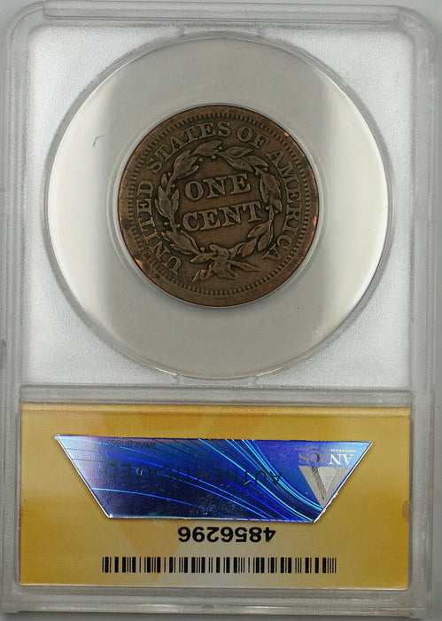 1851 Braided Hair Large Cent 1c Coin ANACS VF-30 Details Rim Bumps
