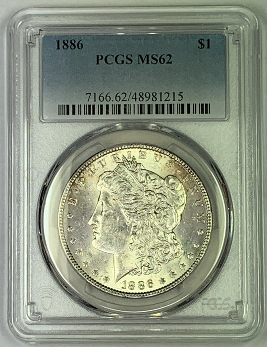 1886 Morgan Silver $1 Dollar Coin PCGS MS 62 Looks Better (7)