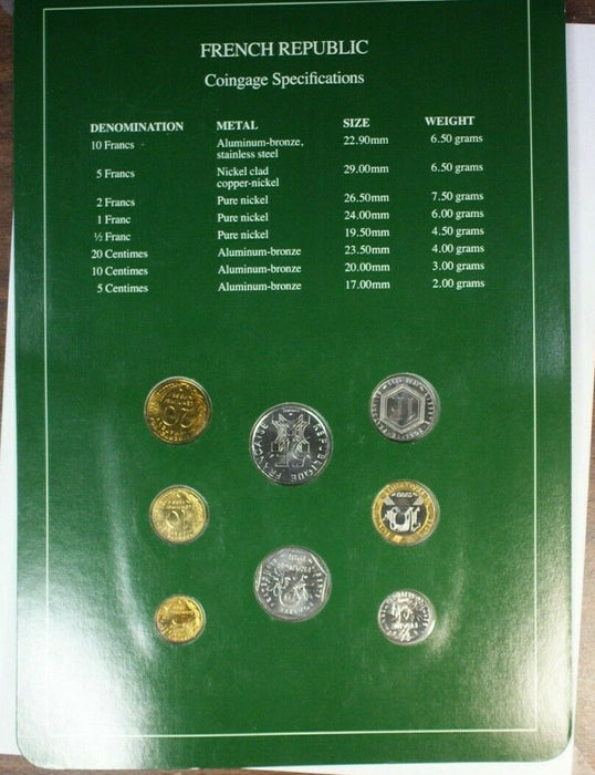 Coin Sets of All Nations French Republic UNC 8 Coins BU