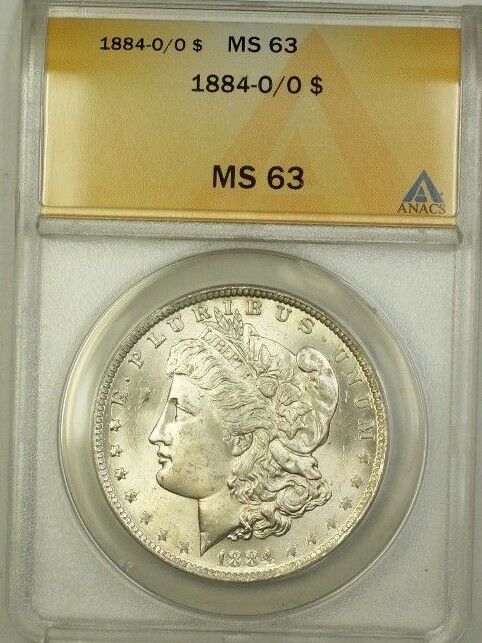 1884-O/O Over Mint Mark Morgan Silver Dollar $1 Coin ANACS MS-63 (1a)