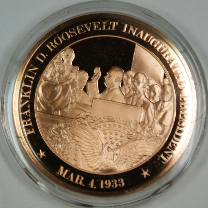 Bronze Proof Medal Franklin D Roosevelt Inaugurated President March 4 1933