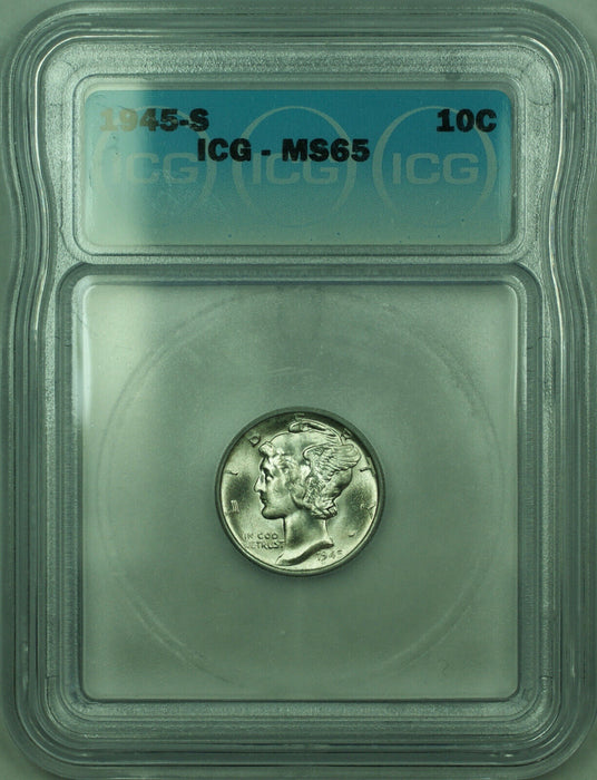 1945-S Mercury Silver Dime 10c Coin ICG MS-65 (LLL)