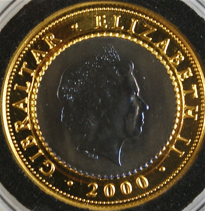 2000 Gibraltar Tuppenny Blue Three Coin Set, In Box w/ COA, Gold, Titanium Coin