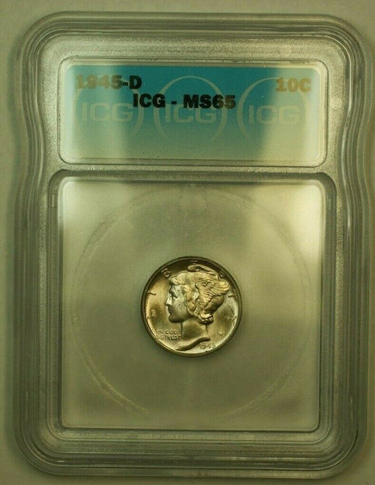 1945-D Silver Mercury Dime 10c Coin ICG MS-65 E
