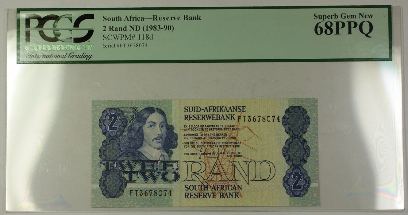 (1983-90) No Date South Africa 2 Rand Bank Note SCWPM# 118d PCGS GEM 68 PPQ
