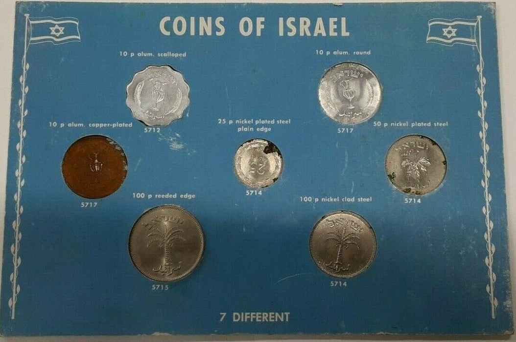 1951-57 Coins of Israel Set - 7 coins in Card