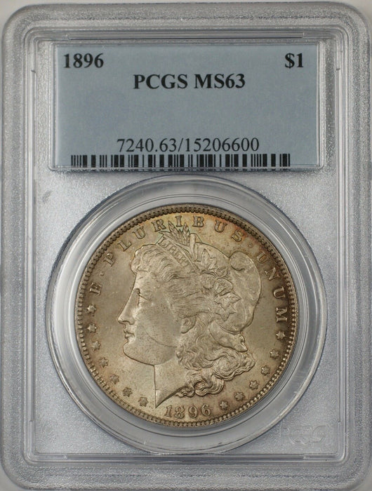1896 Morgan Silver Dollar $1 Coin PCGS MS-63 Toned Better Coin (BR-23B)