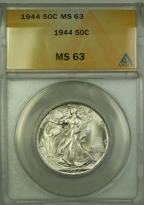 1944 Walking Liberty Silver Half Dollar 50c ANACS MS-63 Choice BU (Better Coin)